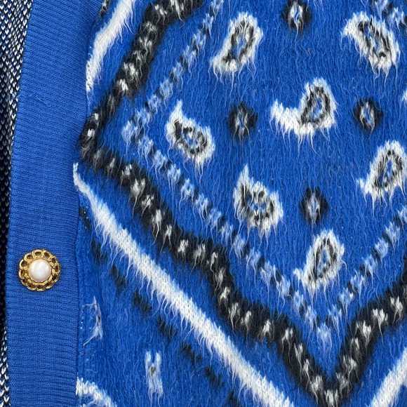 Blue Patterned Women's Cardigan - Picture 4 of 12